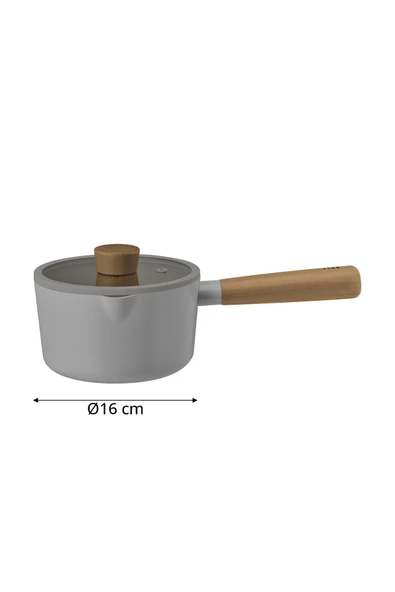 Fika Alüminyum Döküm Süt Tavası Cam Kapaklı Gri 16cm - 3