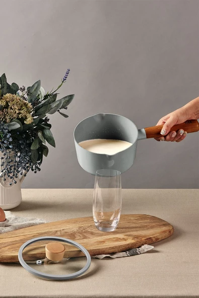 Fika Alüminyum Döküm Süt Tavası Cam Kapaklı Gri 16cm