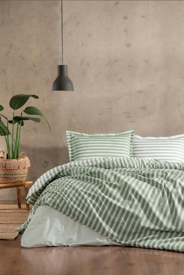 Özdilek Çift Kişilik Ranforce Nevresim Takımı Trioline Yeşil ürün görseli