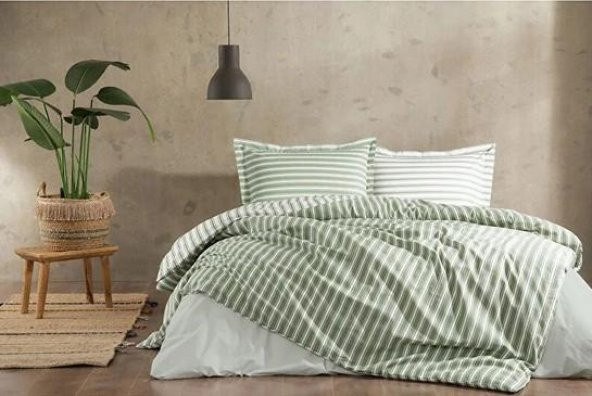 Özdilek Çift Kişilik Ranforce Nevresim Takımı Trioline Yeşil - Resim 2