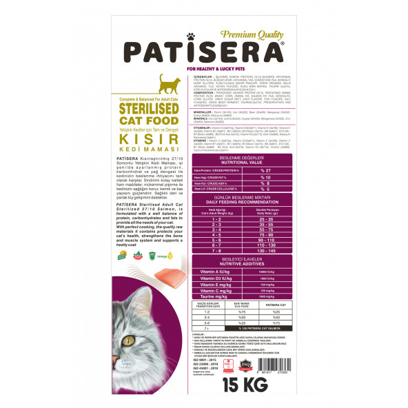 Patisera Steril Somonlu Kedi Maması 15 Kg - 2