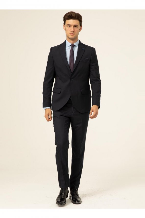 Normal Bel Slim Fit Lacivert Erkek Takım Elbise Tk1020200159