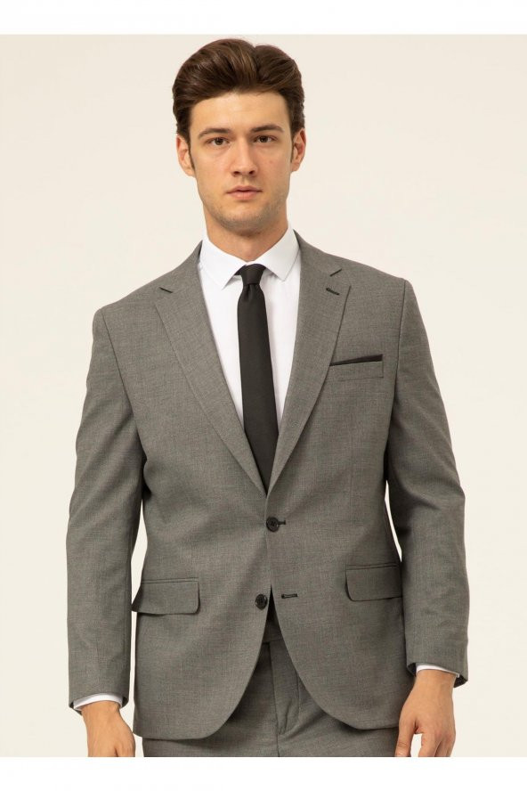 Normal Bel Slim Fit Açık Gri Erkek Takım Elbise Tk1020200161 - 2