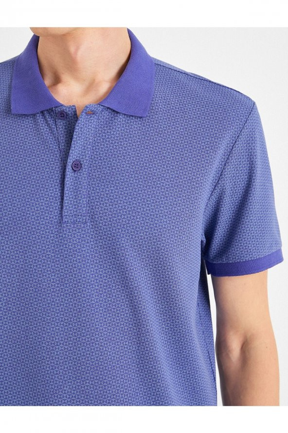Slim Fit Desenli Polo Yaka Tişört - 5