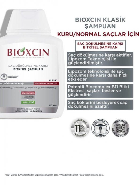 Bioxcin Genesis Kuru ve Normal Saçlar İçin Dökülme Karşıtı Şampuan 300 ml