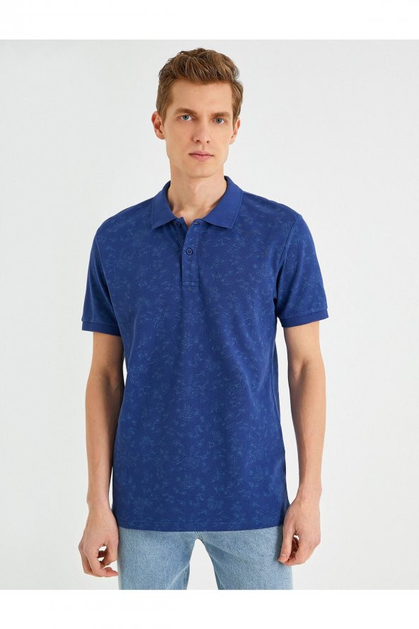 Slim Fit Desenli Polo Yaka Tişört - 3