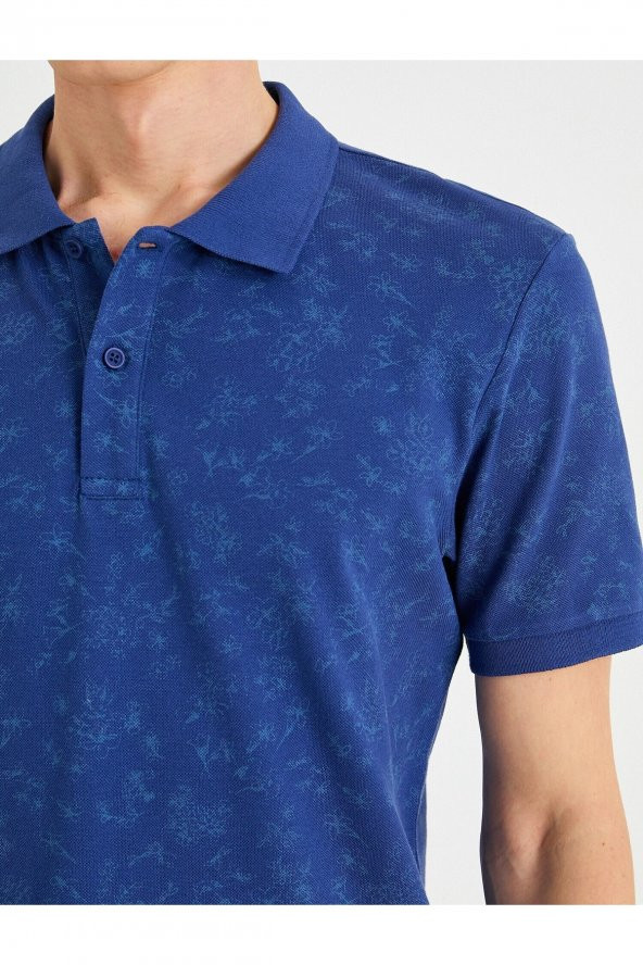 Slim Fit Desenli Polo Yaka Tişört - 5