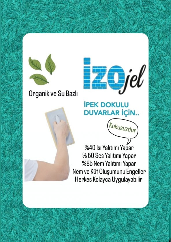 Organik İpek Sıva - İZO-011-YR - 2 MT2 (1/2 BOYUT) - Dekoratif Ses & Isı & Nem Yalıtım Sıvası - 2