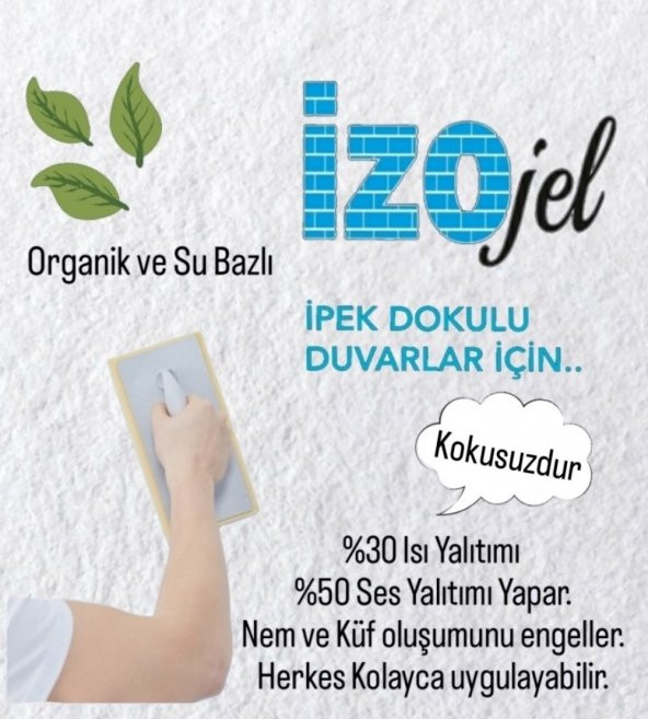 Organik İpek Sıva - İZO-001-YR  BEYAZ - 2 MT2 (1/2 BOYUT) - Dekoratif Ses & Isı & Nem Yalıtım Sıvası - 3
