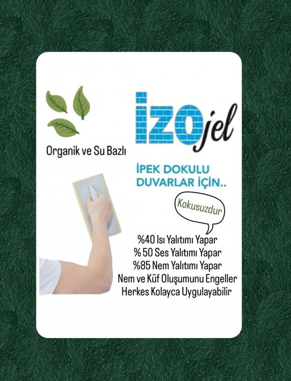 Organik İpek Sıva - İZO-0010-YR - 2 MT2 (1/2 BOYUT) - Dekoratif Ses & Isı & Nem Yalıtım Sıvası - 3