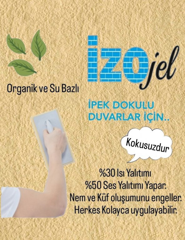 Organik İpek Sıva - Dekoratif Yalıtım Sıvası - Ses & Isı & Nem Yalıtımı  - İZO-003 SARI - 4 m2 - 2