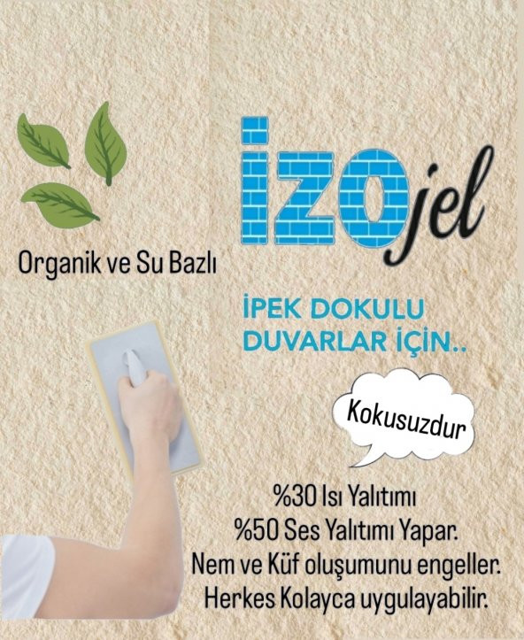 Organik İpek Sıva - Dekoratif Yalıtım Sıvası - Ses & Isı & Nem Yalıtımı  -  İZO-002 KREM  - 4 m2 - 2