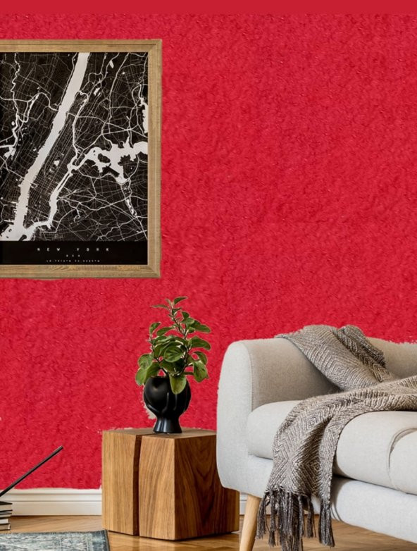 Organik İpek Sıva - Dekoratif Yalıtım Sıvası - Ses & Isı & Nem Yalıtımı  - İZO-005 KIRMIZI - 4 m2 - Resim 3