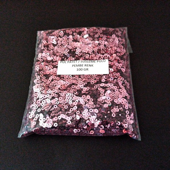 SÜSLEME PULU ORTASI DELİK GLİTTER TAKI VE TEKSTİL DİKİLEBİLİR SÜSLEME PULU 3 MM PEMBE 100 GR