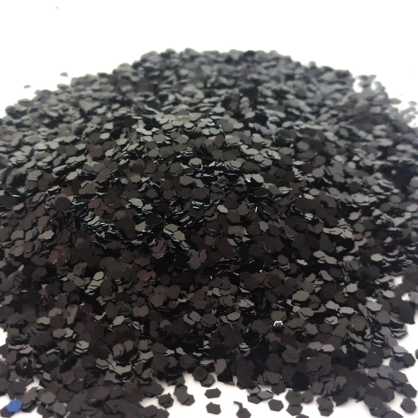GLİTTER ALTIGEN EPOKSİ SÜSLEME PULU NAİL ART MAKYAJ SİM SİYAH 100 GR - 2