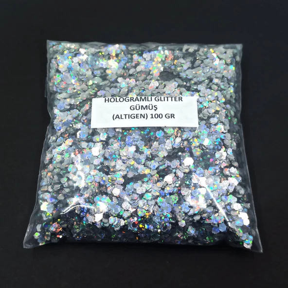 GLİTTER  EPOKSİ SÜSLEME PULU HOLOGRAMLI NAİL ART MAKYAJ ALTIGEN SİM GÜMÜŞ 100 GR ürün görseli 1