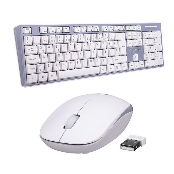 Everest KM-6063 Beyaz/Gri Kablosuz Q Klavye + Mouse - 22143