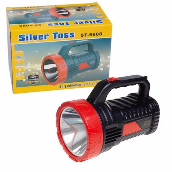 Silver Toss El Feneri Şarjlı Led Projektör Tipi 15W+26Led St6608