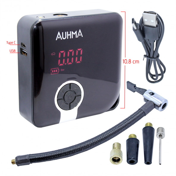 AUHMA A5544 Şarjlı Dijital Lastik Şişirme Pompası
