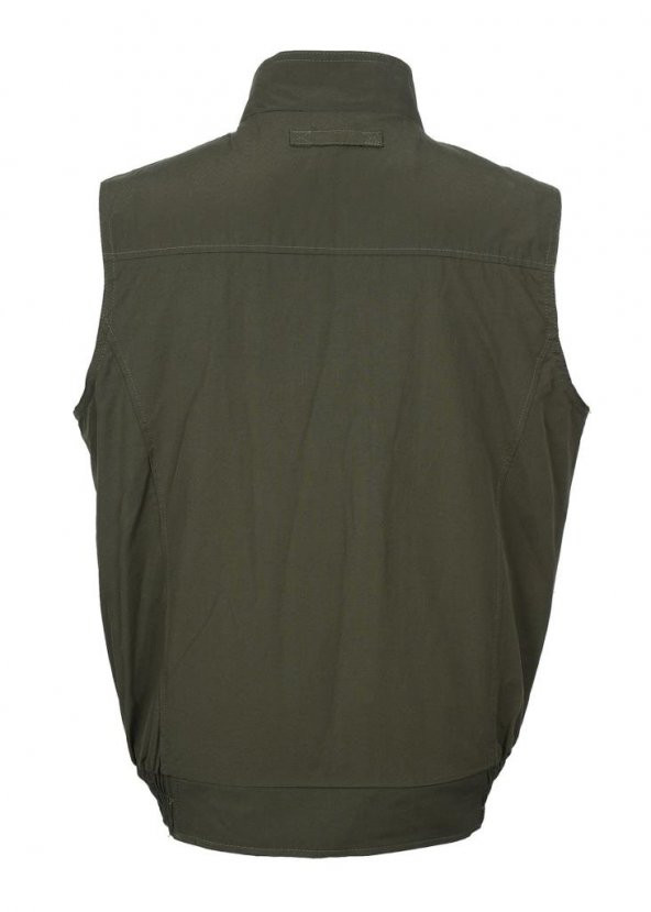 Yakalı Ve Beli Lastikli Kumaş Yelek Haki renk - 11