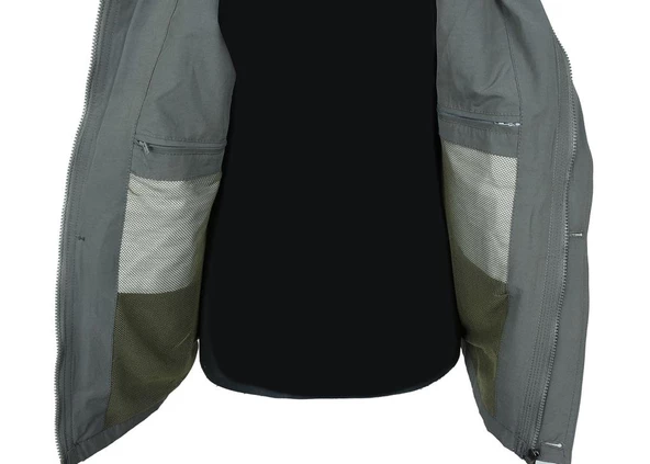 Yakalı Ve Torba Cepli Yazlık Kumaş Yelek Gri Renk - 5