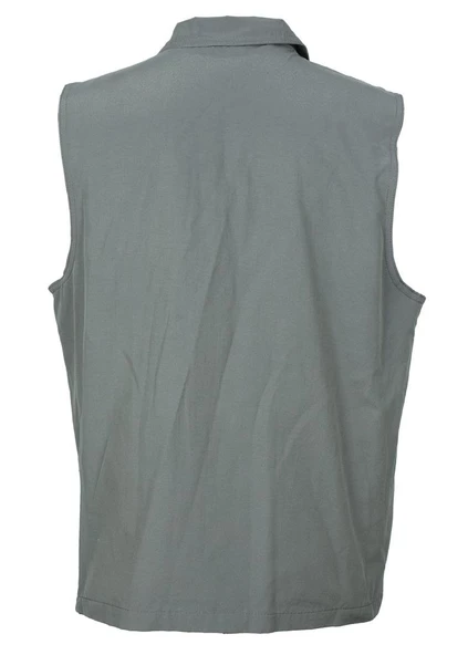 Yakalı Ve Torba Cepli Yazlık Kumaş Yelek Gri Renk - 7