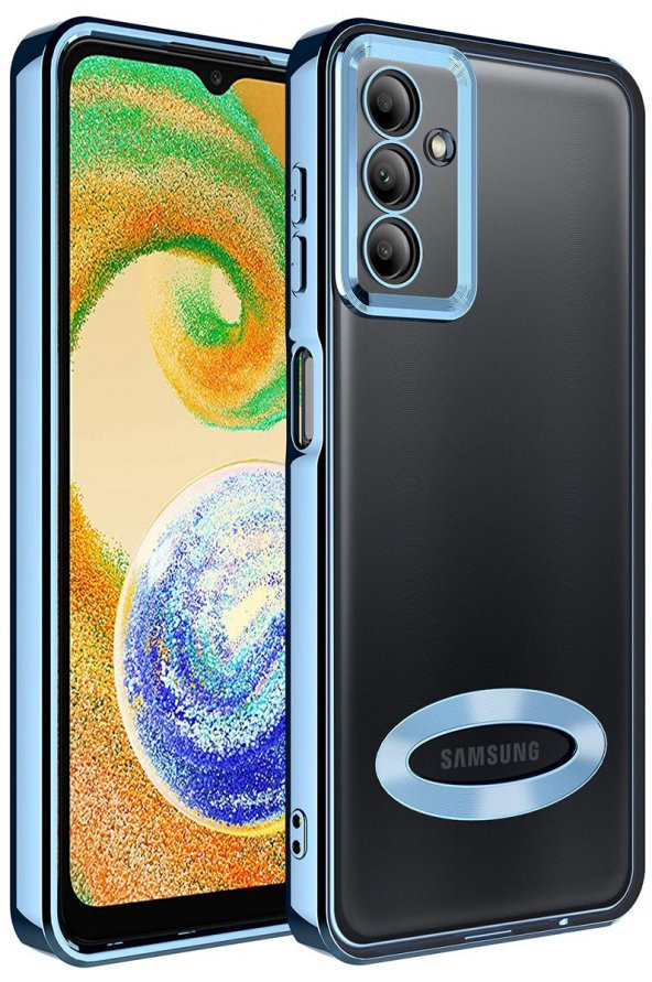 Samsung Galaxy A14 Kılıf Kamera Korumalı Logo Gösteren Şeffaf Kapak