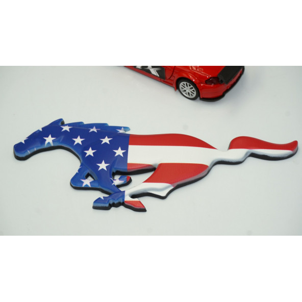 Ford Mustang Shelby GT Koşan At Bagaj Kapağı Amerikan Bayrak 3M Metal Logo - 3
