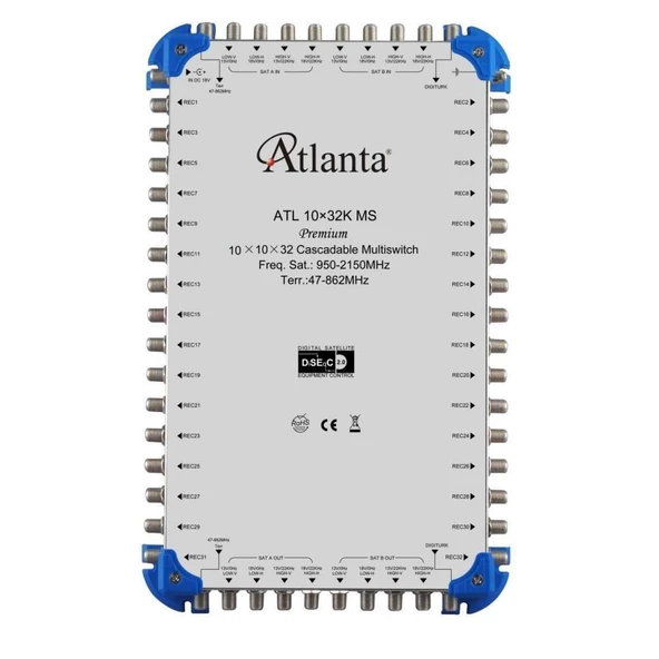 Atlanta 10/32 10x32 Santral Merkezi Sistem Multiswitch ( Sonlu ) + Adaptör