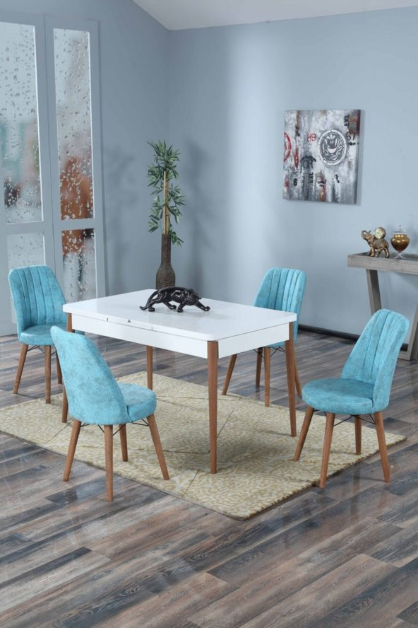 Morkese 4 Kişilik Açılır Masa Sandalye Takımı Mutfak Masası Takımı Salon Masası Yemek Masası Masa Takımı