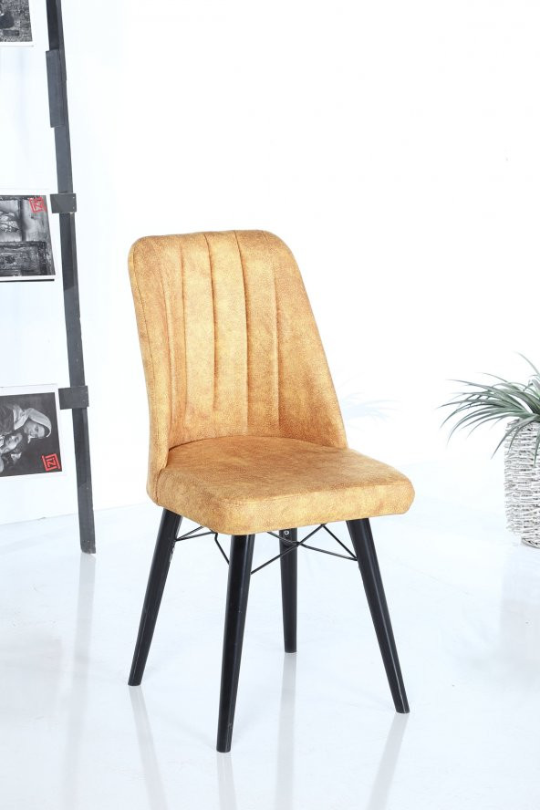 İnjir Home Florist Serisi 1 Adet Sandalye Mutfak Sandalyesi Yemek Odası Sandalyesi - Hardal