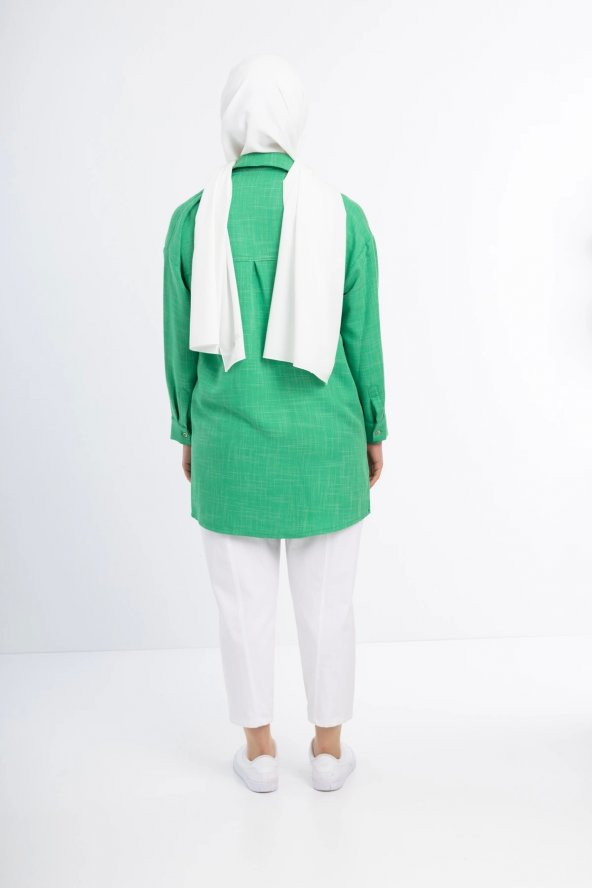 TAŞLI TUNİK GÖMLEK - Benetton Yeşil - 3