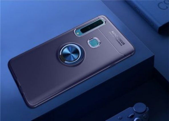 Samsung Galaxy A9 2018 Uyumlu Kılıf Kamera Korumalı Renkli Yüzüklü Standlı Koruyucu Kapak
