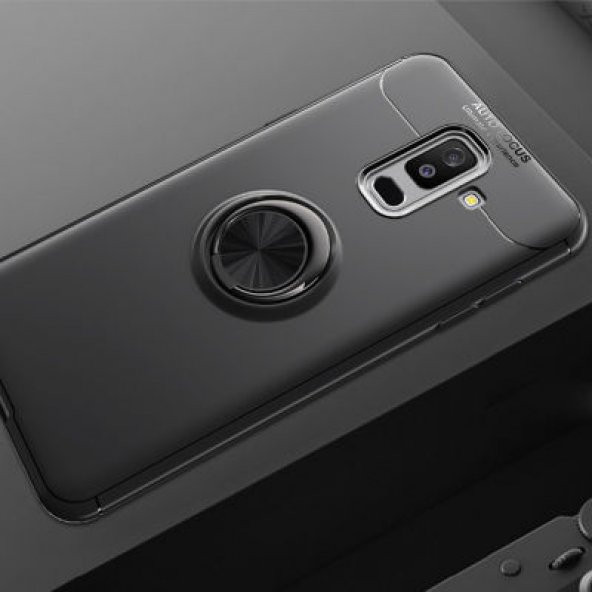 Samsung Galaxy A6 Plus 2018 Uyumlu Kılıf Kamera Korumalı Renkli Yüzüklü Standlı Koruyucu Kapak