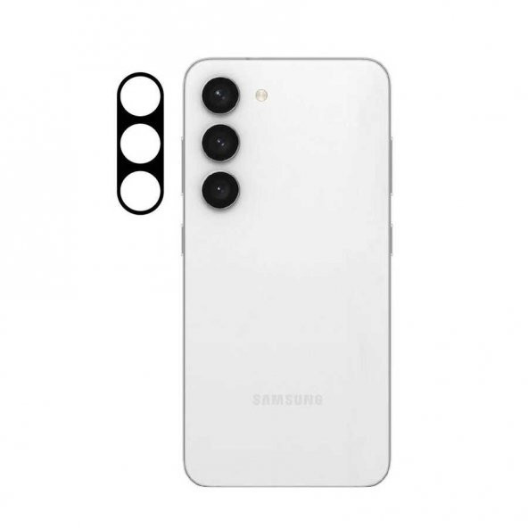 Samsung Galaxy S23 Plus Kılıf Kamera Lens Koruyucu Siyah Çerçeveli Cam Koruma