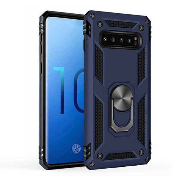 Samsung Galaxy S10 Uyumlu Kılıf Military Armour Yüzüklü Standlı Koruyucu Kapak