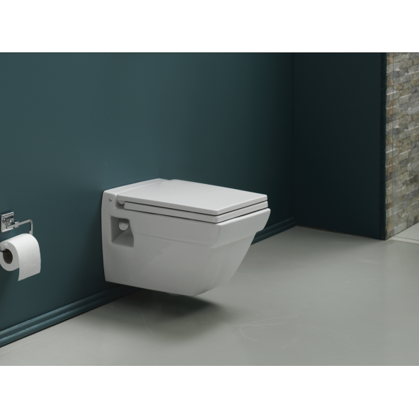 Turkuaz Mona Kanallı Asma Klozet ve Yavaş Kapak