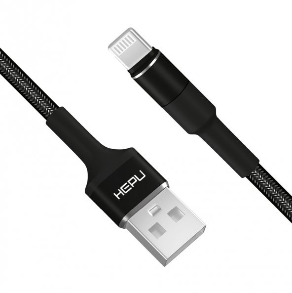 HEPU HP-416 Solid USB - iPh Lightning QC3.0 3.1A Şarj Kablosu 1mt Siyah