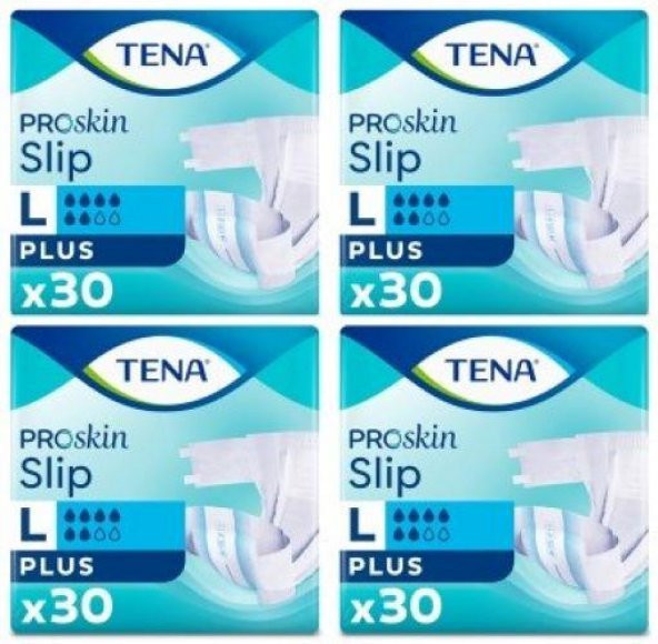 Tena Proskin Slip Plus 6 damla Büyük Boy Large Belbantlı Hasta Bezi 30lu 4 paket / 120 adet