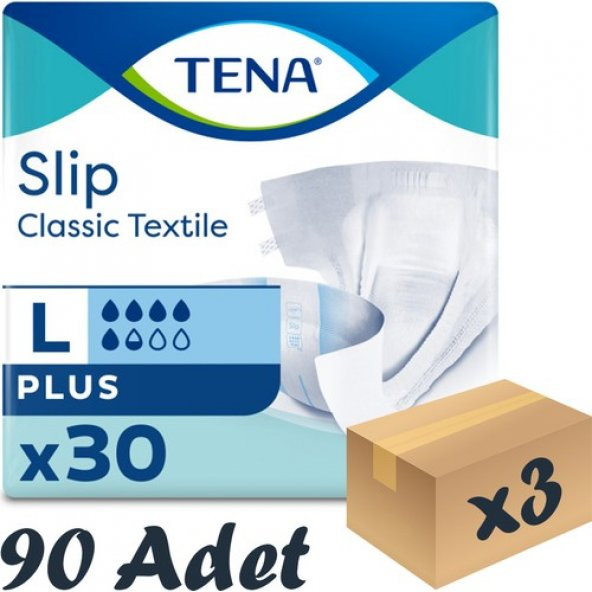 Tena Slip Classic Tekstil 5,5 damla Büyük Boy Large Belbantlı Hasta Bezi 30lu 3 paket / 90 adet