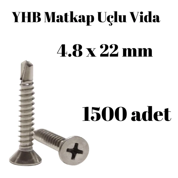 Matkap Uçlu Vida YHB 4,8x22 1500'lü Paket ürün görseli 1