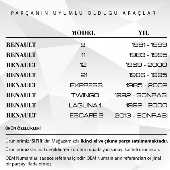 Renault 9, 11, 12, 21, Twingo, Laguna İçin Ayna Mesnet Plastiği - 2