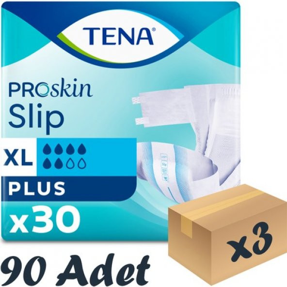 Tena Proskin Slip Plus 6 damla Ekstra Büyük Boy Xlarge Belbantlı Hasta Bezi 30lu 3 paket / 90 adet