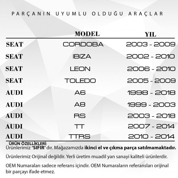 Volkswagen, Seat, Skoda, Audi İçin Far Yıkama Aparatı - 3