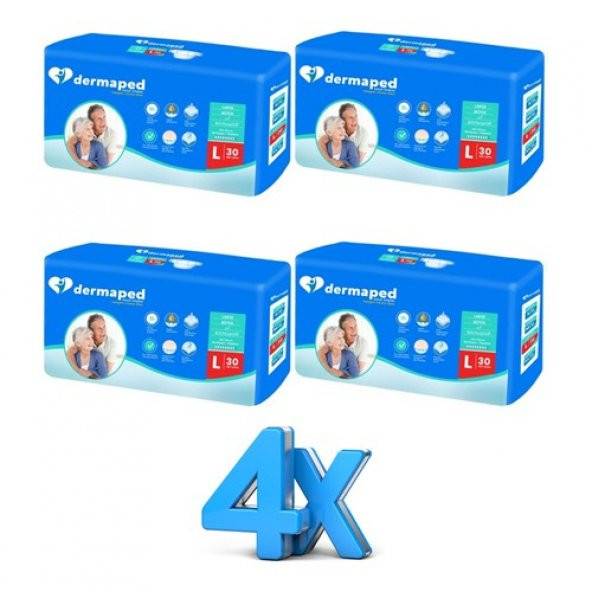 Dermaped Bel Bantlı L 30'lu 4 Paket Hasta Bezi