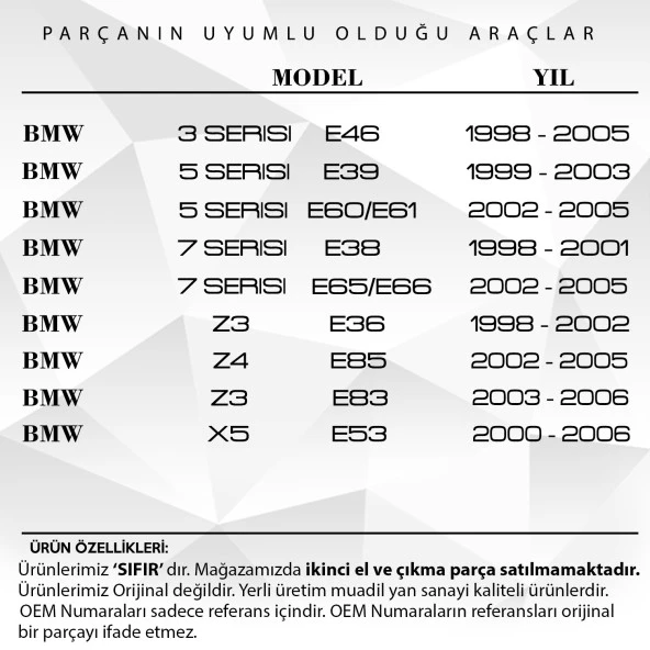 BMW E46,E39,E38 Z3 E36, Z4 E85,  Çift Vanos Seti - 2