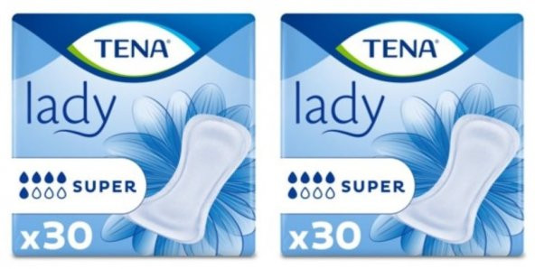 Tena Lady Süper 5 damla Kadın Mesane Pedi 30lu 2 paket / 60 adet