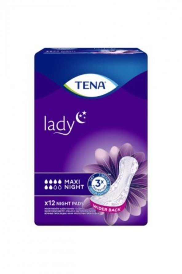 Tena Lady Maxi Night 6 damla Kadın Mesane Pedi 12li 3 paket / 36 adet