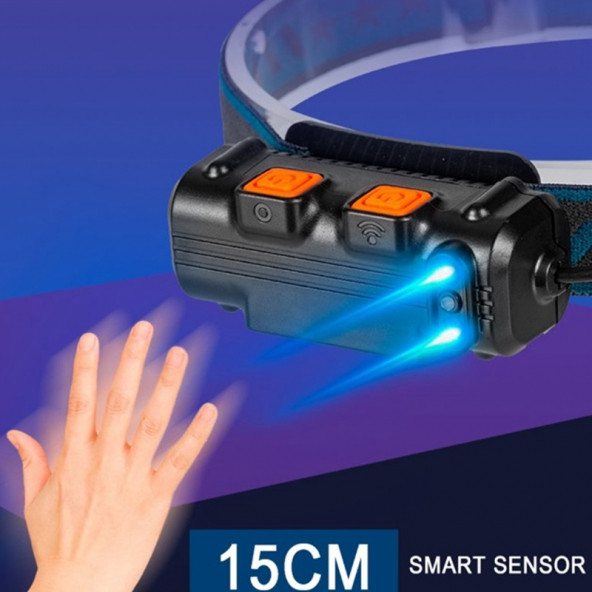 KM-214 Hareket Sensörlü Kırmızı-Mavi-BEYAZ 67 Led Çakar Işıklı Flaşörlü Kafa Lambası Kafa Feneri - 5
