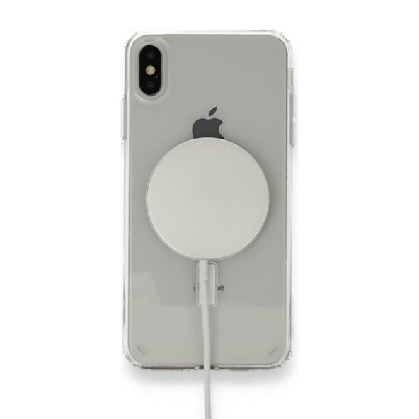 Apple iPhone XS Kılıf Magsafe Şarj Özellikli Şeffaf Sert PC Kapak - 3